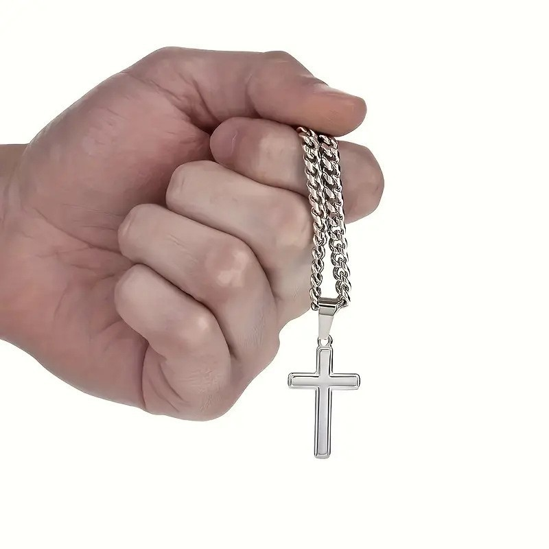 📢📢40% OFF !! ⏰50K+ SOLD!💥Men's Stainless Steel Cross Pendant Necklace