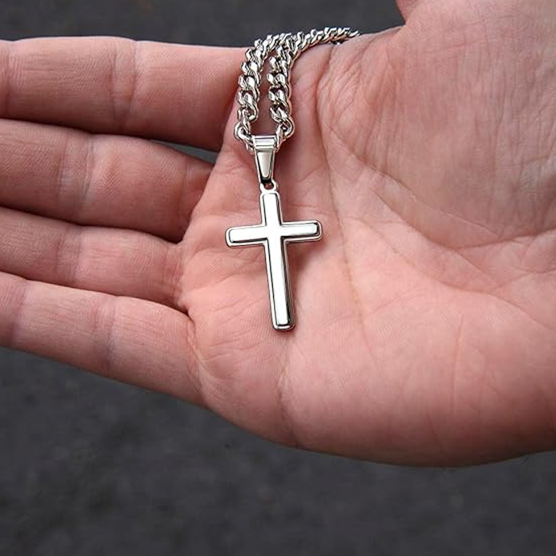 📢📢40% OFF !! ⏰50K+ SOLD!💥Men's Stainless Steel Cross Pendant Necklace
