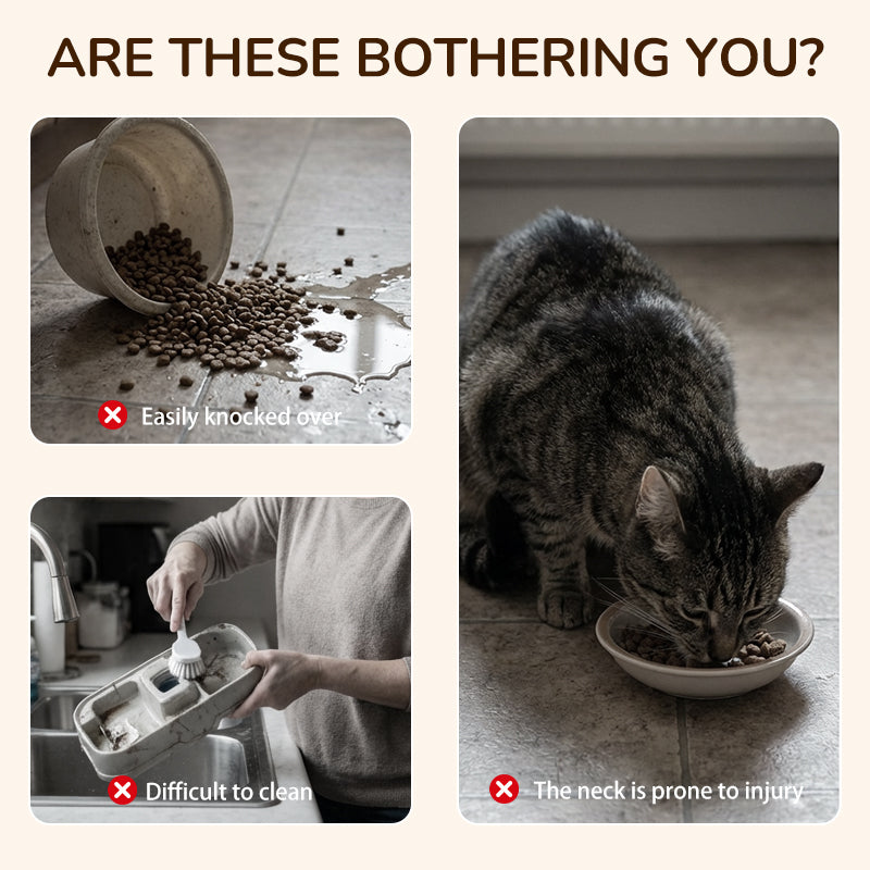 📢📢30% OFF !! ⏰ Anti-Slip Elevated 3-Bowl Pet Feeder! 🍲🐶🐱