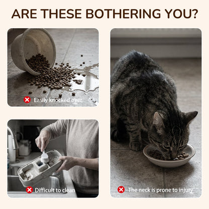 📢📢30% OFF !! ⏰ Anti-Slip Elevated 3-Bowl Pet Feeder! 🍲🐶🐱