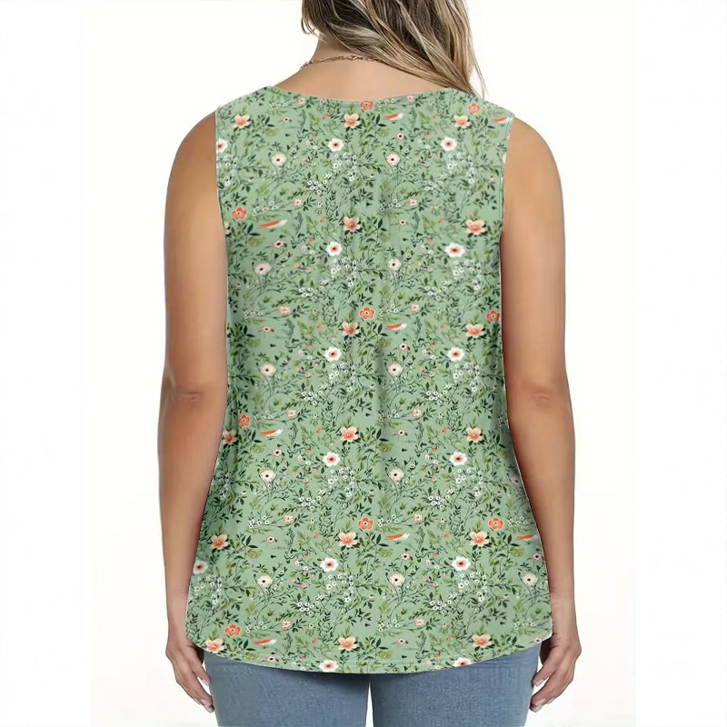 📢📢35% OFF !! ⏰Women's Printed Button Sleeveless Top