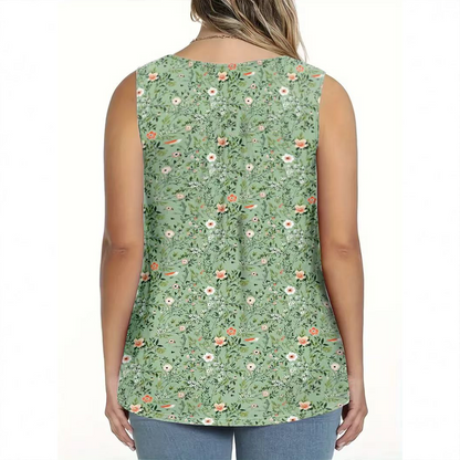 📢📢35% OFF !! ⏰Women's Printed Button Sleeveless Top