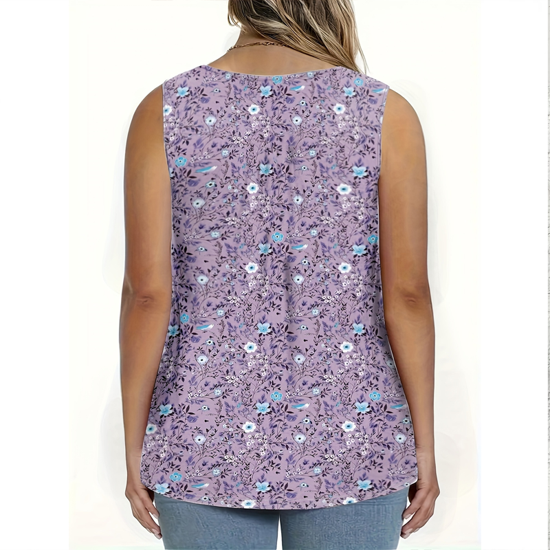 📢📢35% OFF !! ⏰Women's Printed Button Sleeveless Top