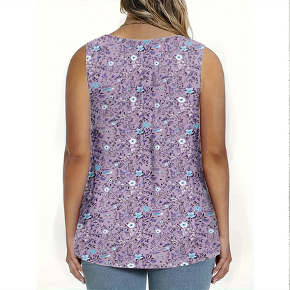📢📢35% OFF !! ⏰Women's Printed Button Sleeveless Top