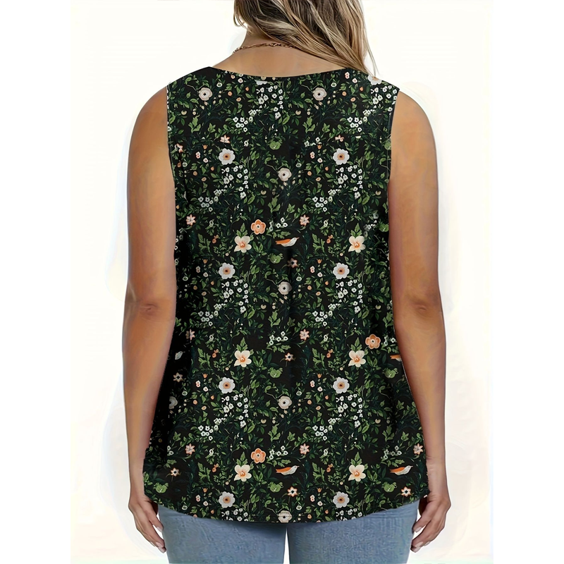 📢📢35% OFF !! ⏰Women's Printed Button Sleeveless Top