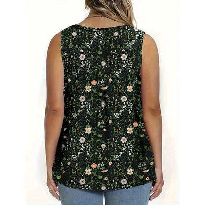📢📢35% OFF !! ⏰Women's Printed Button Sleeveless Top