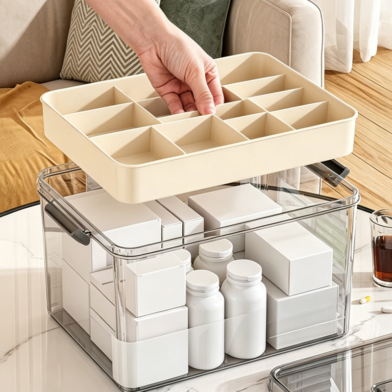 Multi-Layer Medicine Storage Box with Handle