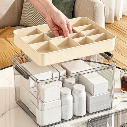Multi-Layer Medicine Storage Box with Handle