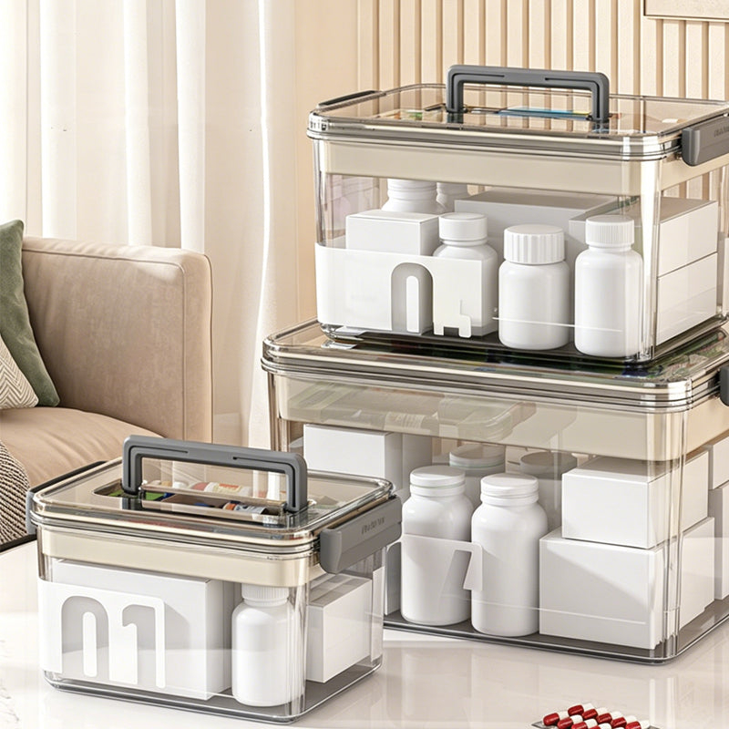 Multi-Layer Medicine Storage Box with Handle