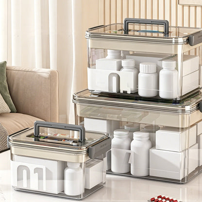 Multi-Layer Medicine Storage Box with Handle