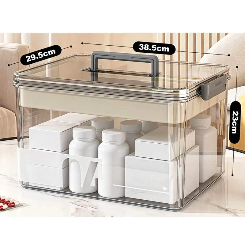 Multi-Layer Medicine Storage Box with Handle