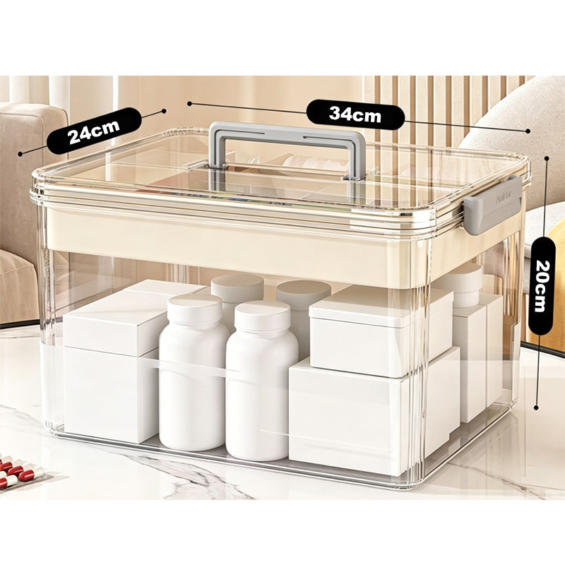 Multi-Layer Medicine Storage Box with Handle