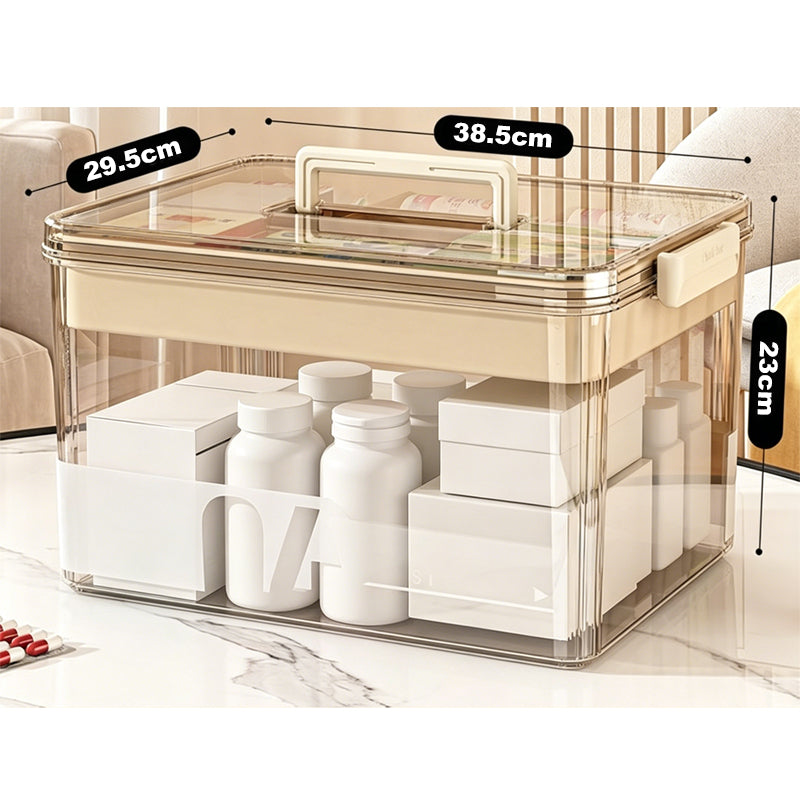 Multi-Layer Medicine Storage Box with Handle