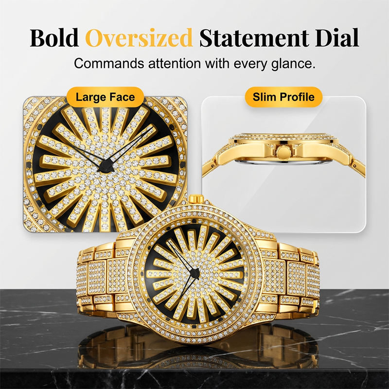 📢📢30% OFF !! ⏰Men's Iced-Out Rotating Dial Watch
