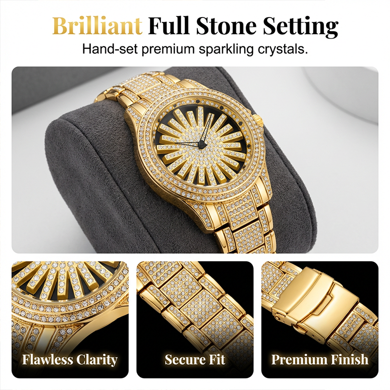 📢📢30% OFF !! ⏰Men's Iced-Out Rotating Dial Watch