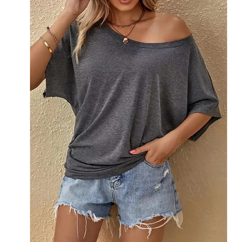 Women's Casual Off-Shoulder Short Sleeve T-Shirt