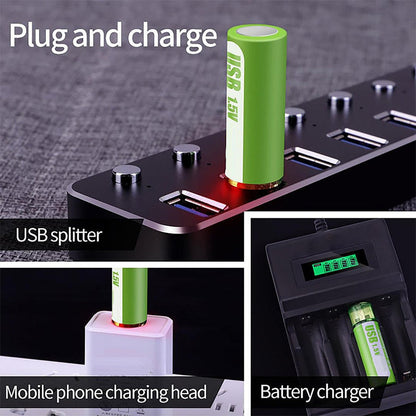 📢📢BUY 5 GET 5 FREE⏰[Practical Gift] USB Rechargeable Constant Voltage Large Capacity Lithium Battery