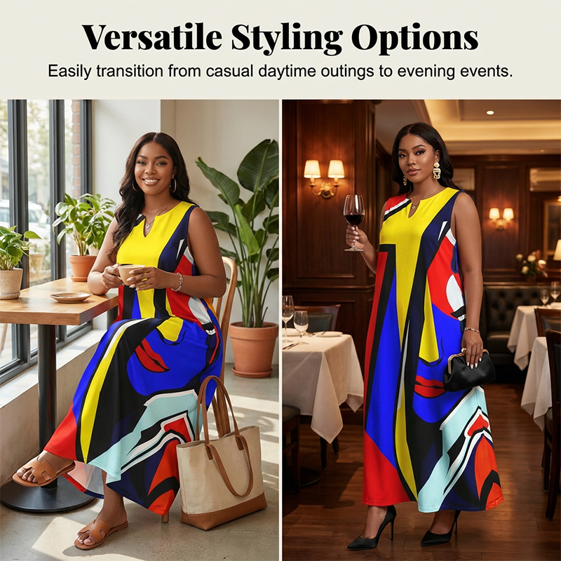 📢📢35% OFF !! ⏰Artistic Print Loose Fit Summer Maxi Dress— Free Shipping For Two Pieces