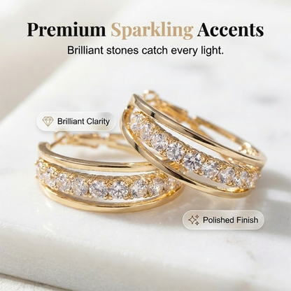📢📢30% OFF !! ⏰Elegant Geometric Hoop Earrings with Sparkling Accents