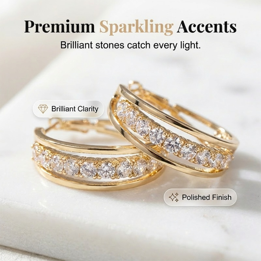 📢📢30% OFF !! ⏰Elegant Geometric Hoop Earrings with Sparkling Accents