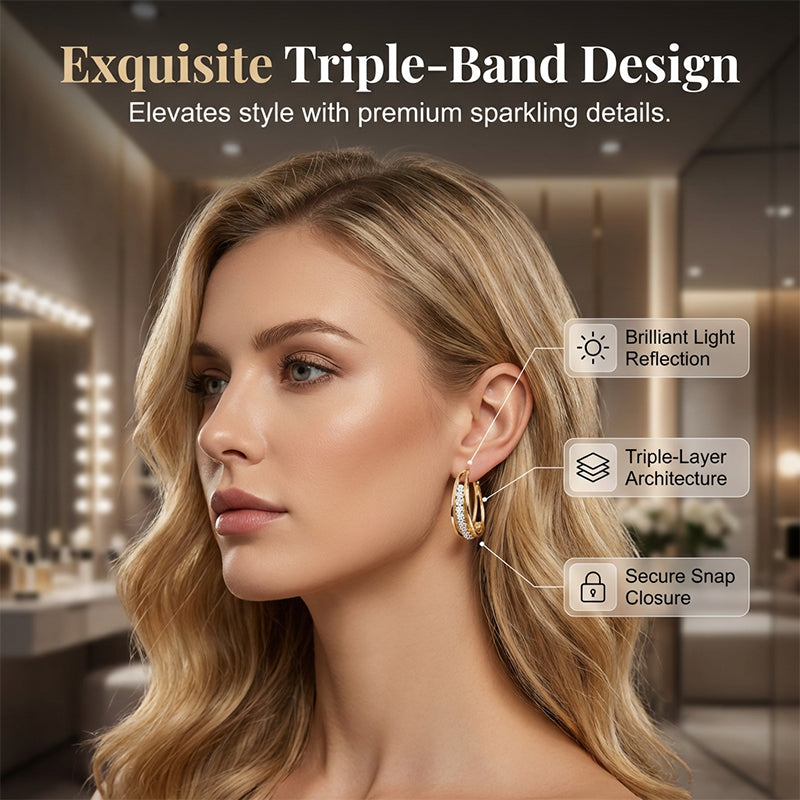 📢📢30% OFF !! ⏰Elegant Geometric Hoop Earrings with Sparkling Accents