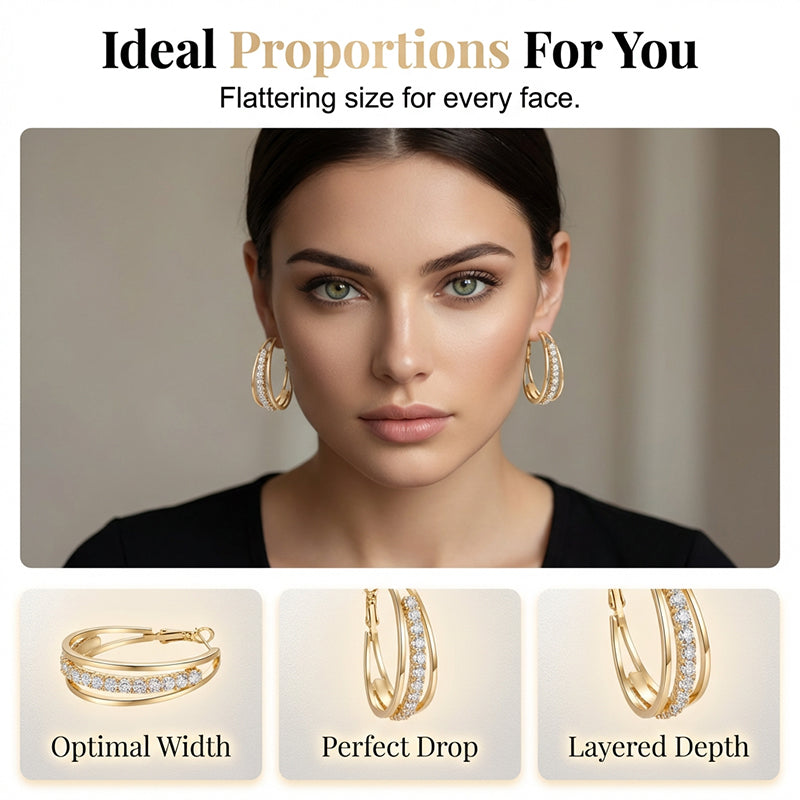 📢📢30% OFF !! ⏰Elegant Geometric Hoop Earrings with Sparkling Accents