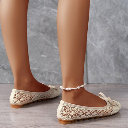 📢📢40% OFF !! ⏰50K+ SOLD!💥Women’s Elegant Lace Ballet Flats With Bow-Tie
