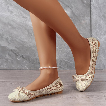 📢📢40% OFF !! ⏰50K+ SOLD!💥Women’s Elegant Lace Ballet Flats With Bow-Tie
