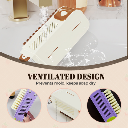 Multifunctional Soap Box Scrubber & Storage Dispenser
