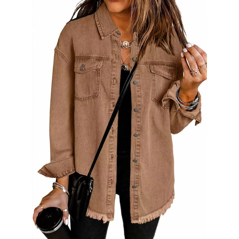 📢📢35% OFF !! ⏰Women's Raw Edge Ripped Denim Jacket