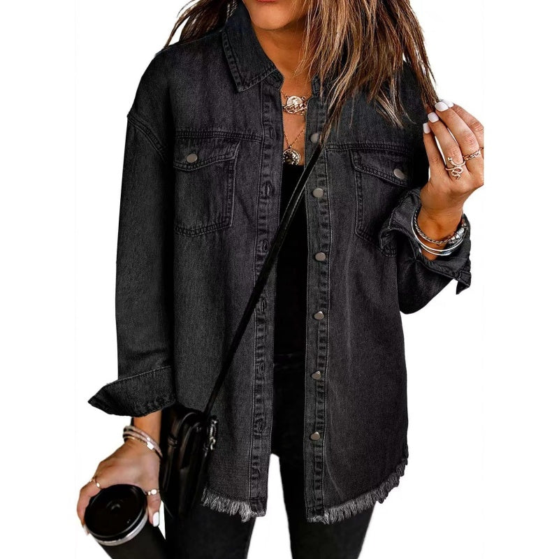 📢📢35% OFF !! ⏰Women's Raw Edge Ripped Denim Jacket