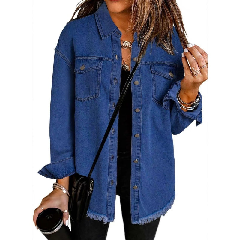 📢📢35% OFF !! ⏰Women's Raw Edge Ripped Denim Jacket