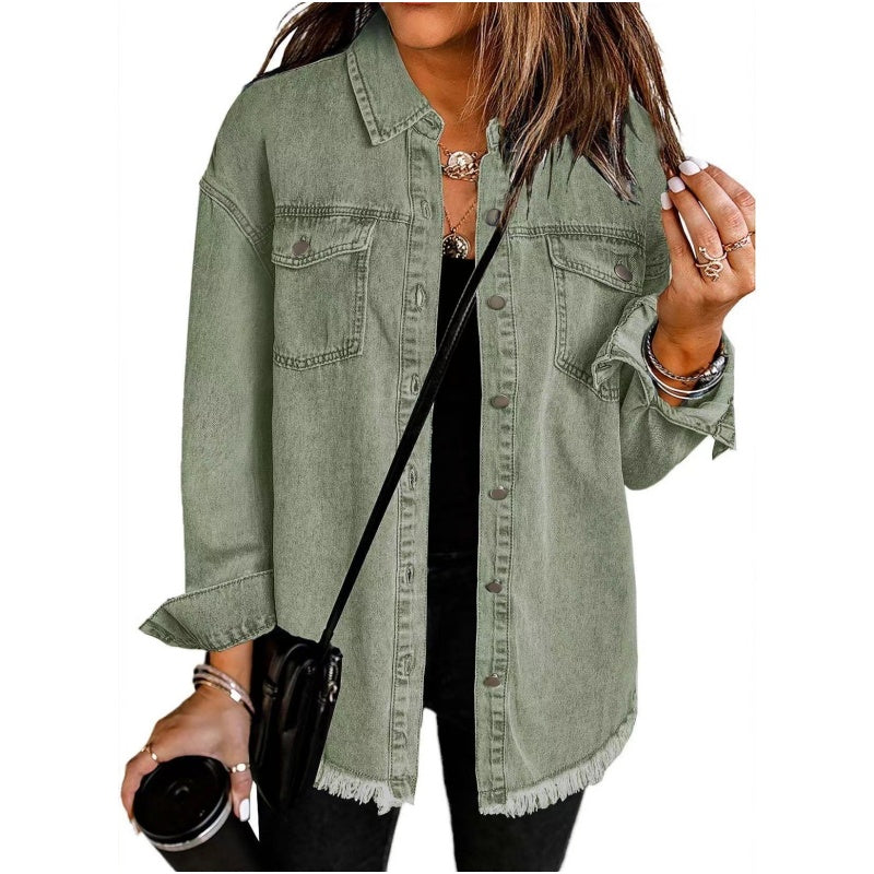 📢📢35% OFF !! ⏰Women's Raw Edge Ripped Denim Jacket