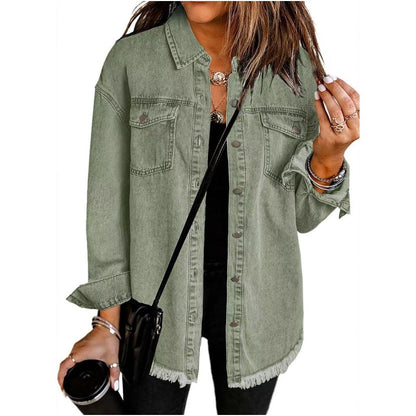 📢📢35% OFF !! ⏰Women's Raw Edge Ripped Denim Jacket