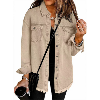 📢📢35% OFF !! ⏰Women's Raw Edge Ripped Denim Jacket