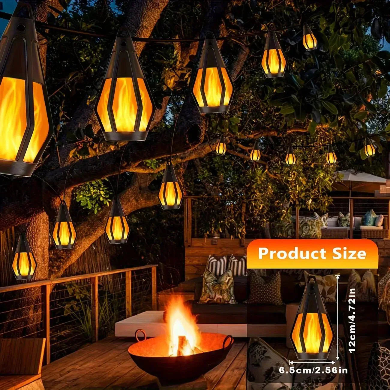 📢📢30% OFF !! ⏰New IP65 Solar LED String Lights, flame-style, waterproof, for outdoor use, with sensor, for gardens, courtyards and camping, 360° beam angle