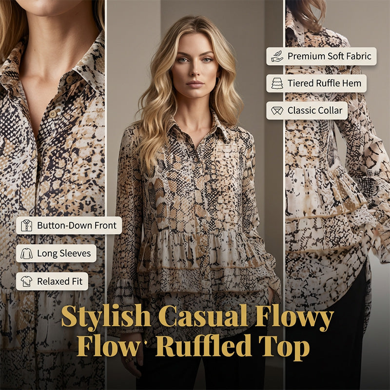 Women's Casual Flowy Ruffled Top