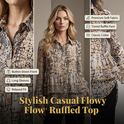 Women's Casual Flowy Ruffled Top
