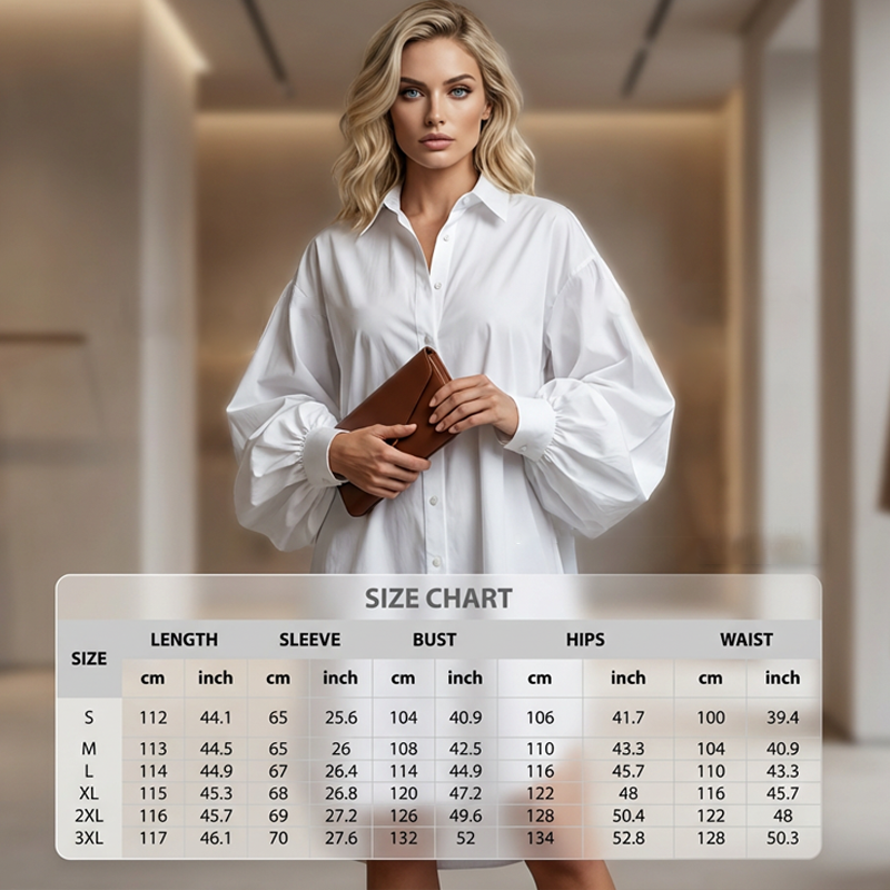 📢📢30% OFF !! ⏰Women's Oversized Puff Sleeve Shirt Dress