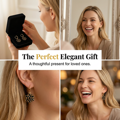 📢📢40% OFF !! ⏰Elegant Black Flower Dangle Earrings