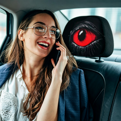 💐50% OFF ! Red Eye Car Headrest Cover – Creepy Design & Soft 😈👁️‍🗨️【Buy 3, Get 1 FREE】