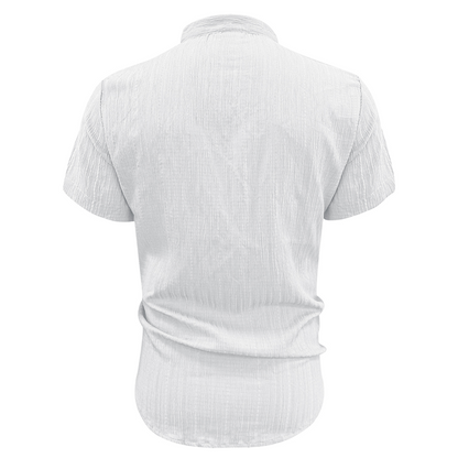 📢📢30% OFF !! ⏰ Men's Summer Stand Collar Short Sleeve Shirt – Breathable Material, Modern Fit & Ideal for Casual or Work 💼