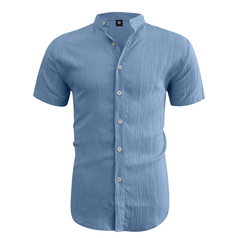 📢📢30% OFF !! ⏰ Men's Summer Stand Collar Short Sleeve Shirt – Breathable Material, Modern Fit & Ideal for Casual or Work 💼