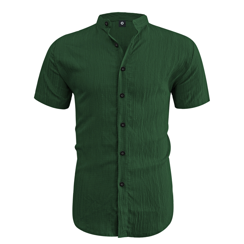 📢📢30% OFF !! ⏰ Men's Summer Stand Collar Short Sleeve Shirt – Breathable Material, Modern Fit & Ideal for Casual or Work 💼
