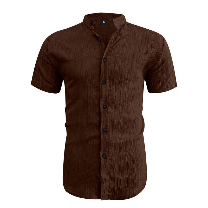 📢📢30% OFF !! ⏰ Men's Summer Stand Collar Short Sleeve Shirt – Breathable Material, Modern Fit & Ideal for Casual or Work 💼