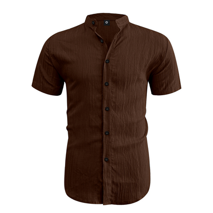 📢📢30% OFF !! ⏰ Men's Summer Stand Collar Short Sleeve Shirt – Breathable Material, Modern Fit & Ideal for Casual or Work 💼