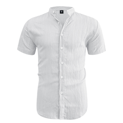 📢📢30% OFF !! ⏰ Men's Summer Stand Collar Short Sleeve Shirt – Breathable Material, Modern Fit & Ideal for Casual or Work 💼