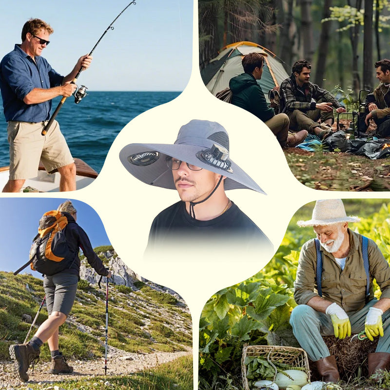 📢📢30% OFF & FREE SHIPPING⏰Outdoor Sun Hat with Dual Solar-Powered Fans