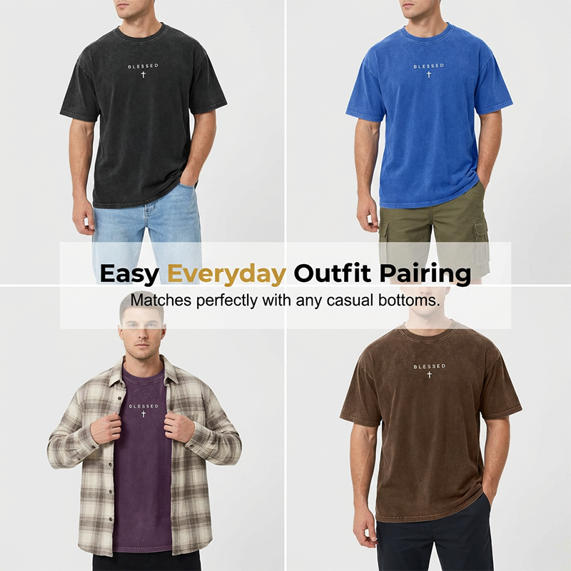 📢📢30% OFF !! ⏰Men's Vintage T-Shirt with Cross & Letter Print