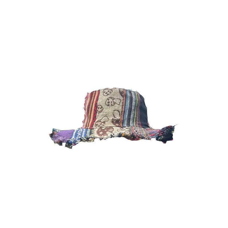 📢📢30% OFF !! ⏰Patchwork Multicolored Mushroom Hemp Hat with Pocket